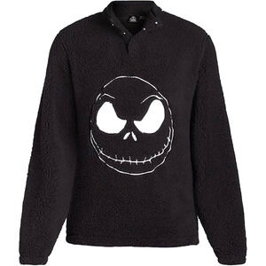 Mad Engine Disney Nightmare Before Christmas Black Fuzzy Pullover Jacket Large